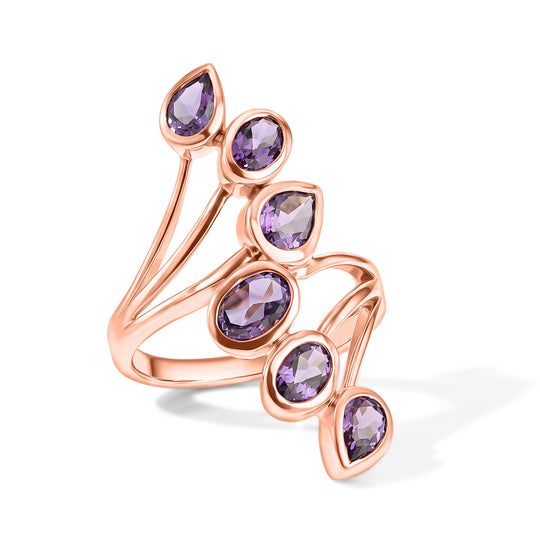 D'Joy Rose De France Amethyst Ring 925 Silber Rosévergoldet (Größe 18.00) ca. 2,93 ct