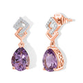 D'Joy Rose De France Amethyst und Zirkon Ohrringe, 925 Silber rosévergoldet - 3,35 ct.