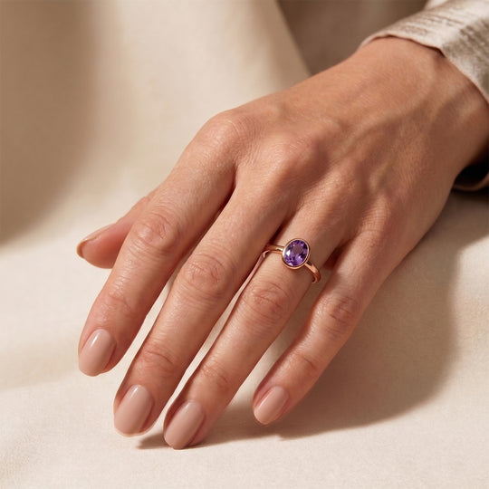 EVER TRUE Rose De France Amethyst Ring 950 Kupfer Rosévergoldet (Größe 20.00) ca. 1,63 ct