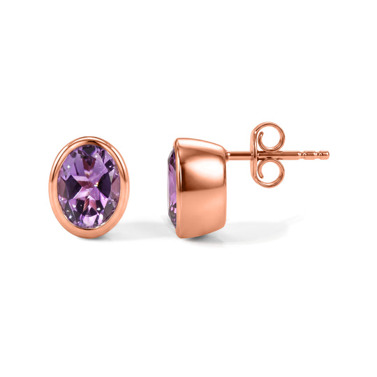 EverTrue Rose De France Amethyst Solitär Ohrringe, 950 Kupfer platiniert - 3,35 ct.