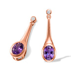D'Joy Rose De France Amethyst und Zirkon Ohrringe, 925 Silber rosévergoldet - 2,45 ct.