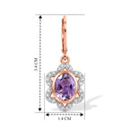 EverTrue Rose De France Amethyst und Zirkon florale Halo Ohrringe, 950 Kupfer rosévergoldet - 3,92 ct.
