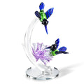crystal deco bird and flower color:blue bird+purple flower product size:11*15.5cm N.W:178g  material:glass