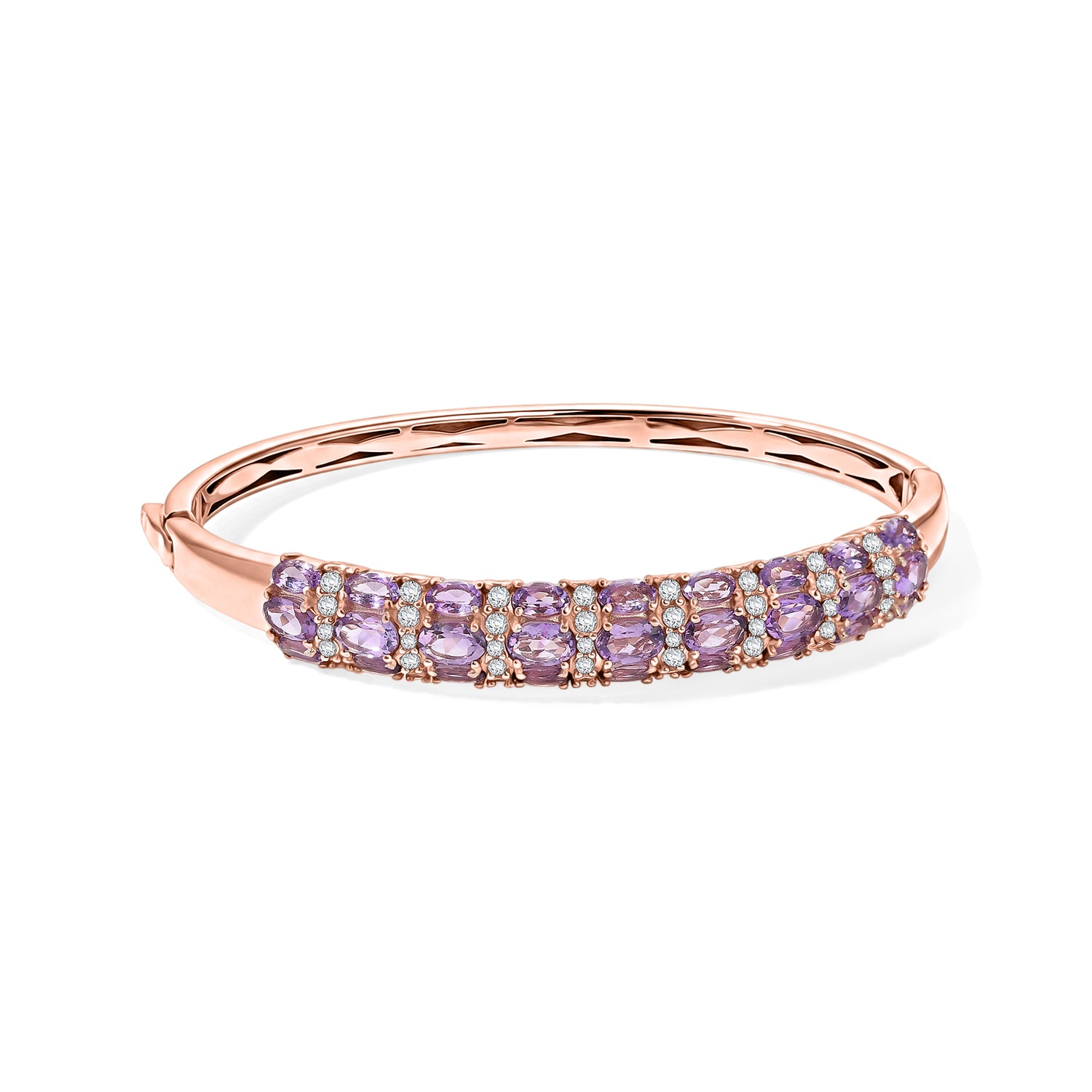 EverTrue Rose De France Amethyst und Zirkon 19cm Half-Eternity-Armreif, Messing rosévergoldet - 8,95 ct.