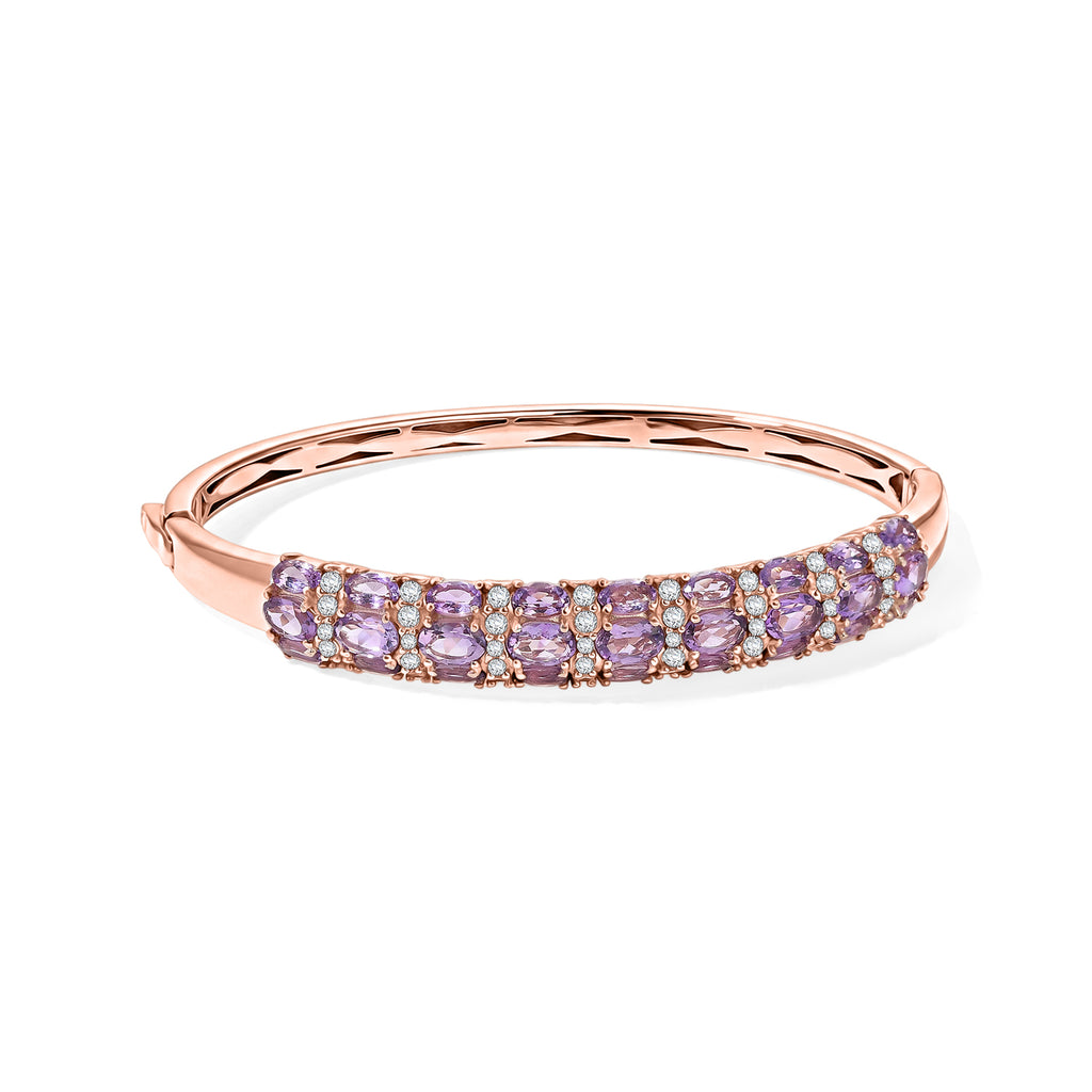 EverTrue Rose De France Amethyst und Zirkon 19cm Half-Eternity-Armreif, Messing rosévergoldet - 8,95 ct.