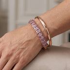 EverTrue Rose De France Amethyst und Zirkon 19cm Half-Eternity-Armreif, Messing rosévergoldet - 8,95 ct.