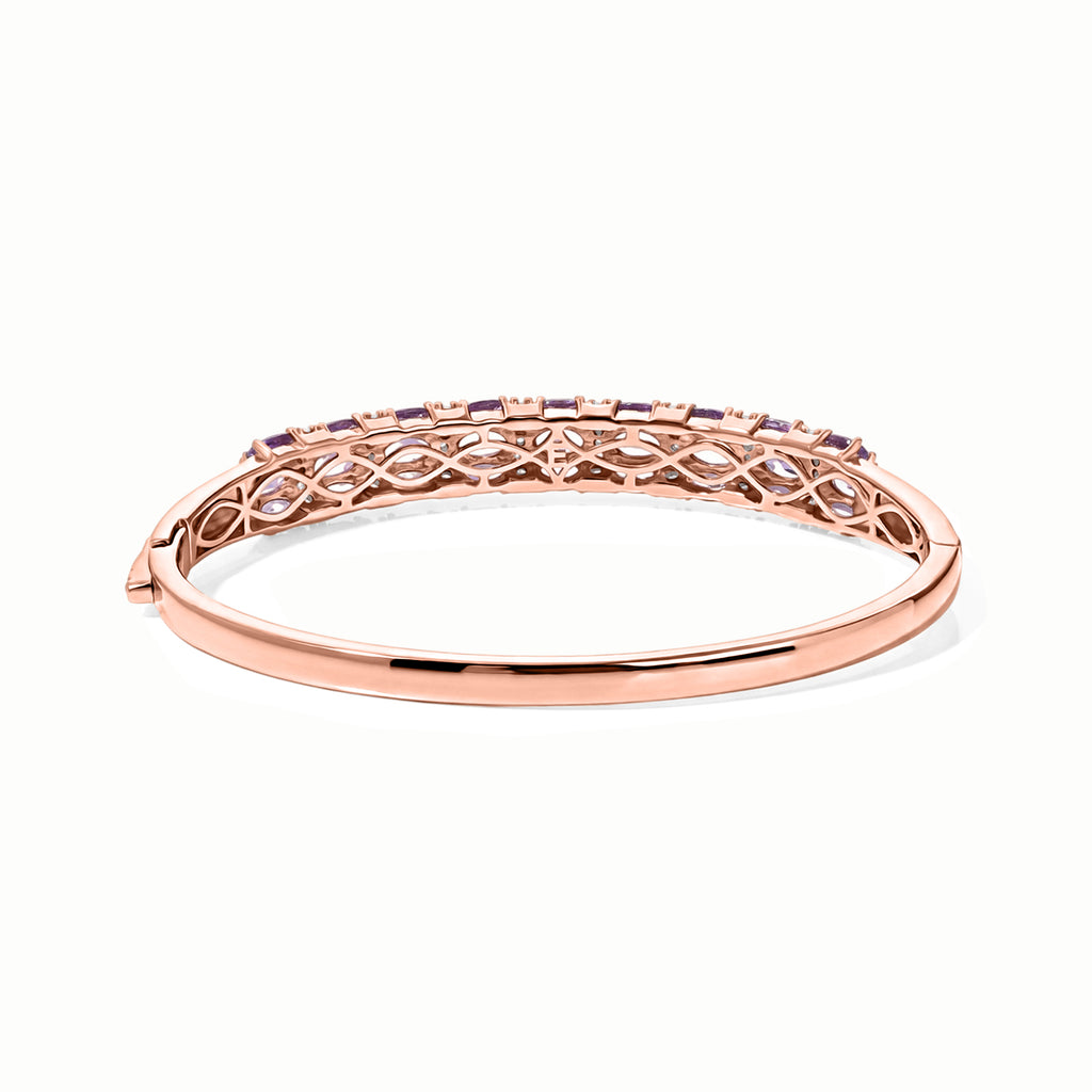 EverTrue Rose De France Amethyst und Zirkon 19cm Half-Eternity-Armreif, Messing rosévergoldet - 8,95 ct.