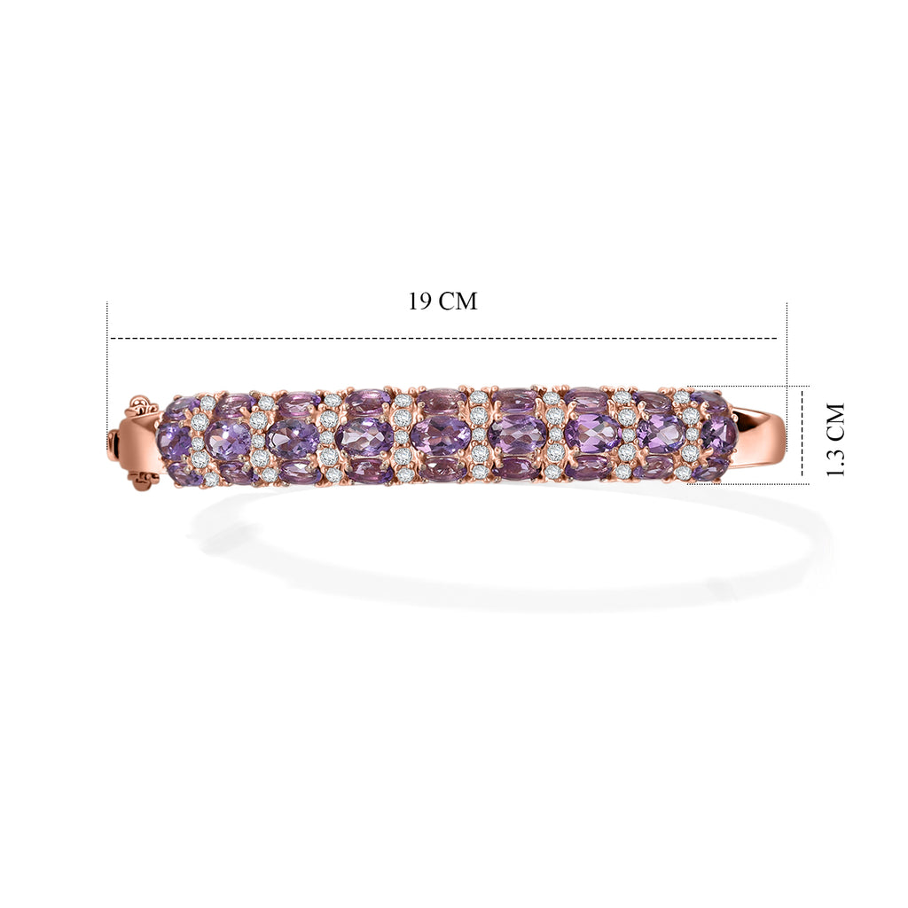 EverTrue Rose De France Amethyst und Zirkon 19cm Half-Eternity-Armreif, Messing rosévergoldet - 8,95 ct.