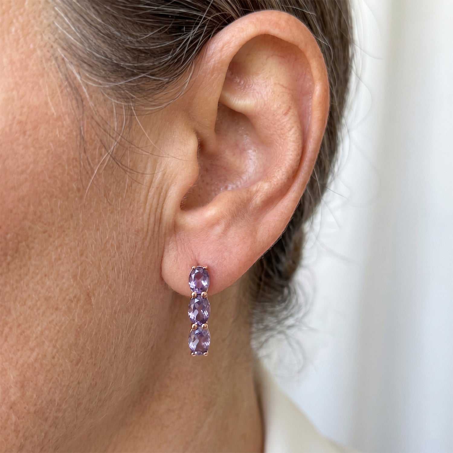 EVER TRUE Rose De France Amethyst Ohrringe 950 Kupfer Rosévergoldet ca. 4,27 ct.