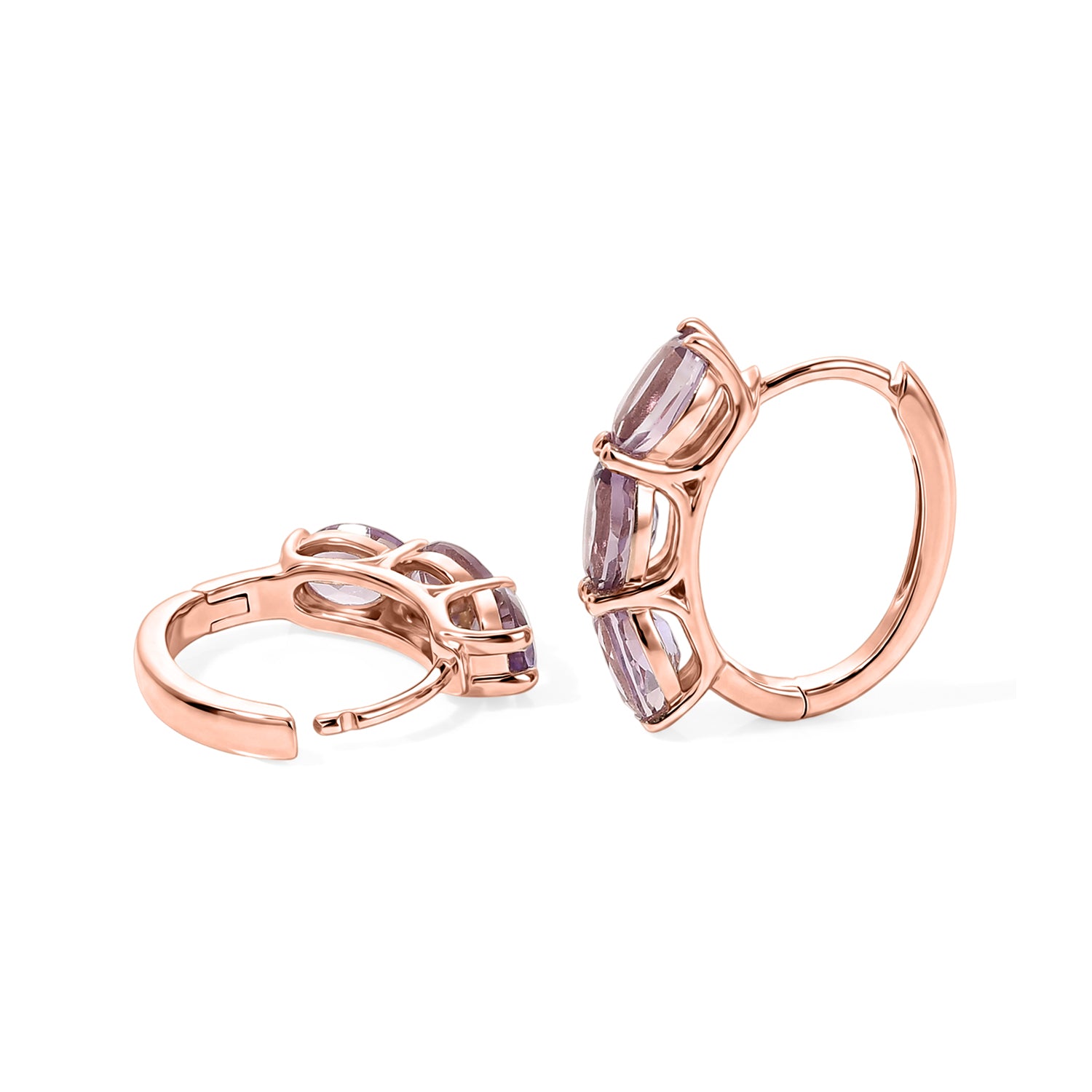 EVER TRUE Rose De France Amethyst Ohrringe 950 Kupfer Rosévergoldet ca. 4,27 ct.