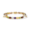 D'Joy AA Roter Granat, Himmelblauer Topas Armband ca. 19 cm 925 Silber 750 Gelbgold vermeil ca. 18,40 ct.