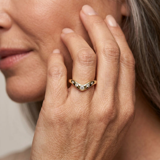 LUXURIANT DIAMOND - Lab Grown Diamant SI-GH Ring 925 Silber 750 Gelbgold vermeil (Größe 20.00) ca. 0,25 ct