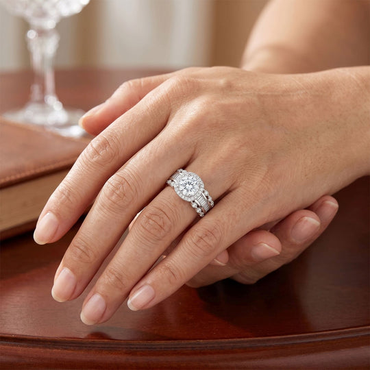 LUXURIANT SGL zertifizierter SI-GH Labor Diamant Ring, 925 Silber rhodiniert - 3 ct.