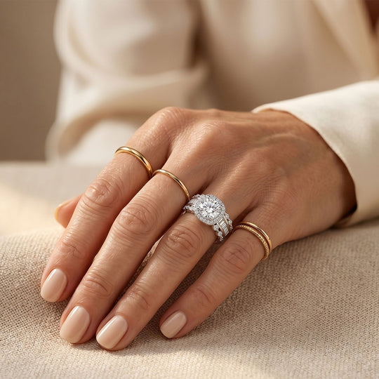 LUXURIANT SGL zertifizierter SI-GH Labor Diamant Ring, 925 Silber rhodiniert - 3 ct.