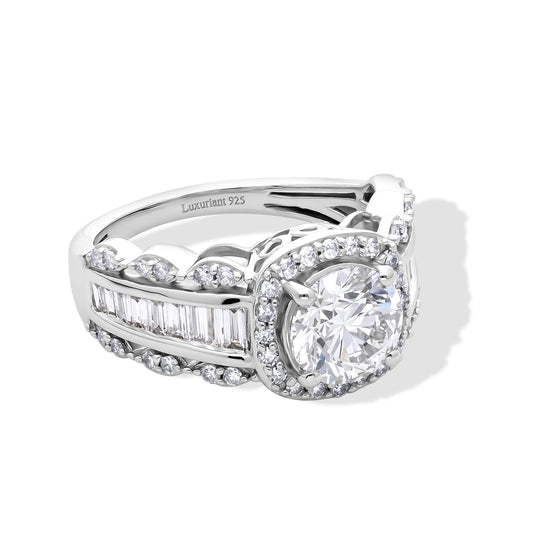 LUXURIANT SGL zertifizierter SI-GH Labor Diamant Ring, 925 Silber rhodiniert - 3 ct.