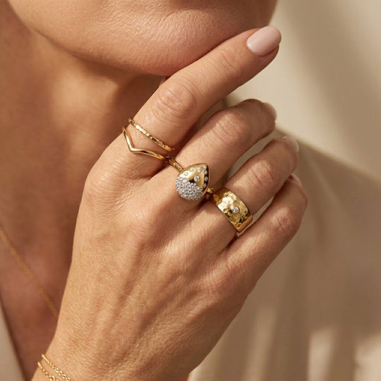 LUXURIANT DIAMOND - Lab Grown Diamant SI-GH SGL zertifiziert Ring 925 Silber 750 Gelbgold vermeil (Größe 17.00) ca. 0,50 ct