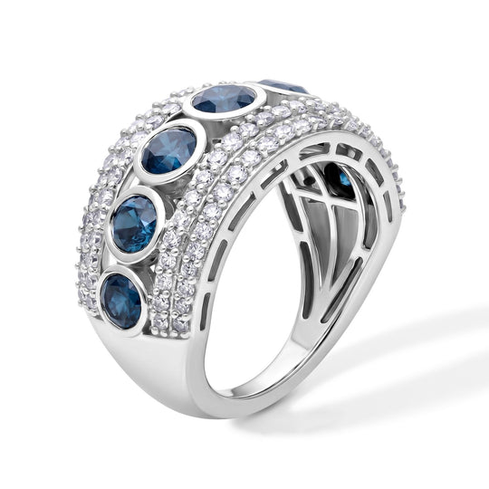 D'Joy Blauer Diamant (IR) Ring 925 Silber Rhodiniert (Größe 21.00) ca. 2.99 ct