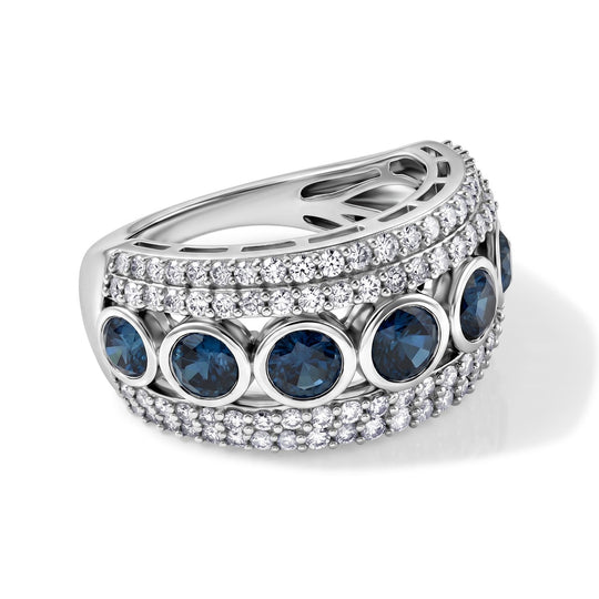 D'Joy Blauer Diamant (IR) Ring 925 Silber Rhodiniert (Größe 21.00) ca. 2.99 ct