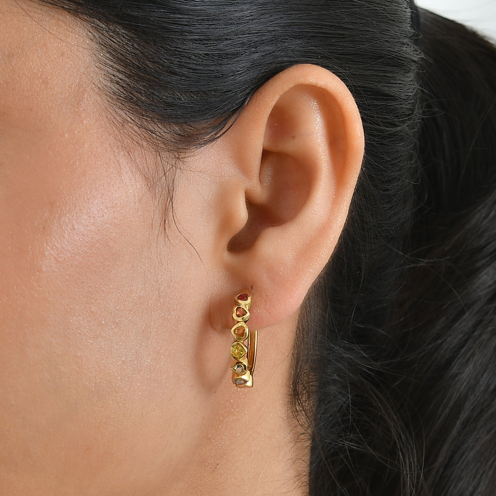 D'Joy AA Mehrfarbig Saphir Ohrringe 925 Silber 750 Gelbgold vermeil ca. 2,39 ct.