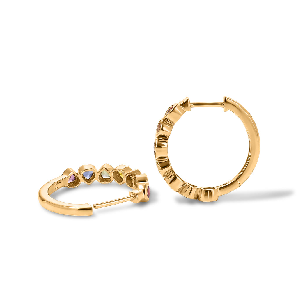 D'Joy AA Mehrfarbig Saphir Ohrringe 925 Silber 750 Gelbgold vermeil ca. 2,39 ct.