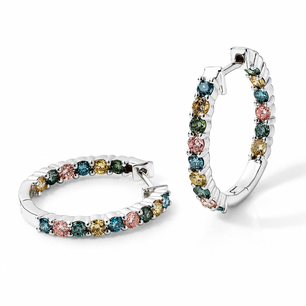 LUXURIANT DIAMOND - Lab Grown Mehrfarbiger Diamant Ohrringe 925 Silber Rhodiniert ca. 1,99 ct.