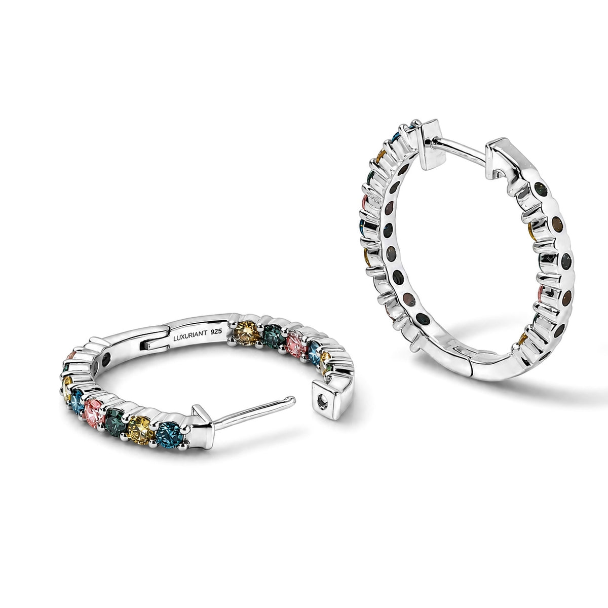LUXURIANT DIAMOND - Lab Grown Mehrfarbiger Diamant Ohrringe 925 Silber Rhodiniert ca. 1,99 ct.