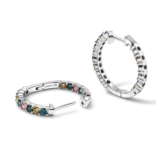 LUXURIANT DIAMOND - Lab Grown Rosa Diamant VS, Lab Grown Grüner Diamant Ohrringe 925 Silber Rhodiniert ca. 1,99 ct.
