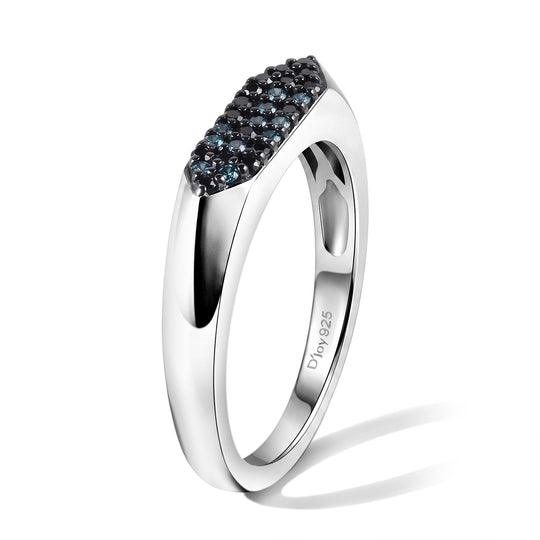 D'Joy Blauer Diamant (IR) Ring 925 Silber Rhodiniert (Größe 18.00) ca. 0.24 ct