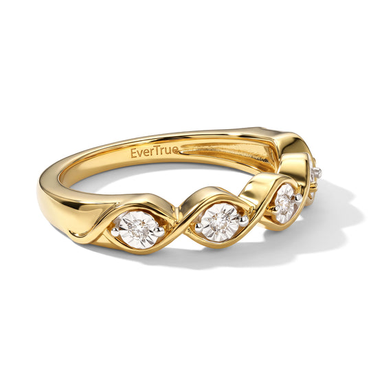 EverTrue Ring mit weißen Diamantakzenten, Messing mit Platin E-Beschichtung