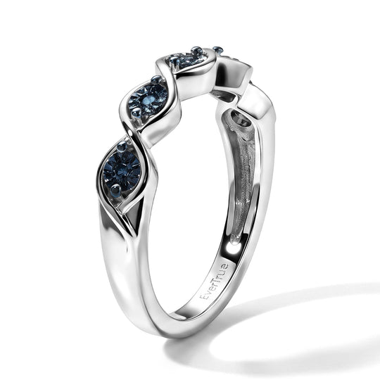 EverTrue Ring mit blauen Diamantakzenten, Messing mit Platin E-Beschichtung