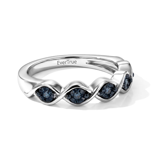 EverTrue Ring mit blauen Diamantakzenten, Messing mit Platin E-Beschichtung