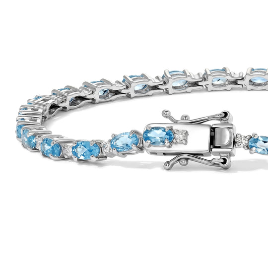D'Joy AA blaues Apatit und Moissanit 20cm Armband, 925 Silber rhodiniert - 8,34 ct.