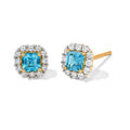 D'Joy AA Blauer Apatit, Weißer Zirkon Ohrringe 925 Silber Gold ca. 1,20 ct.