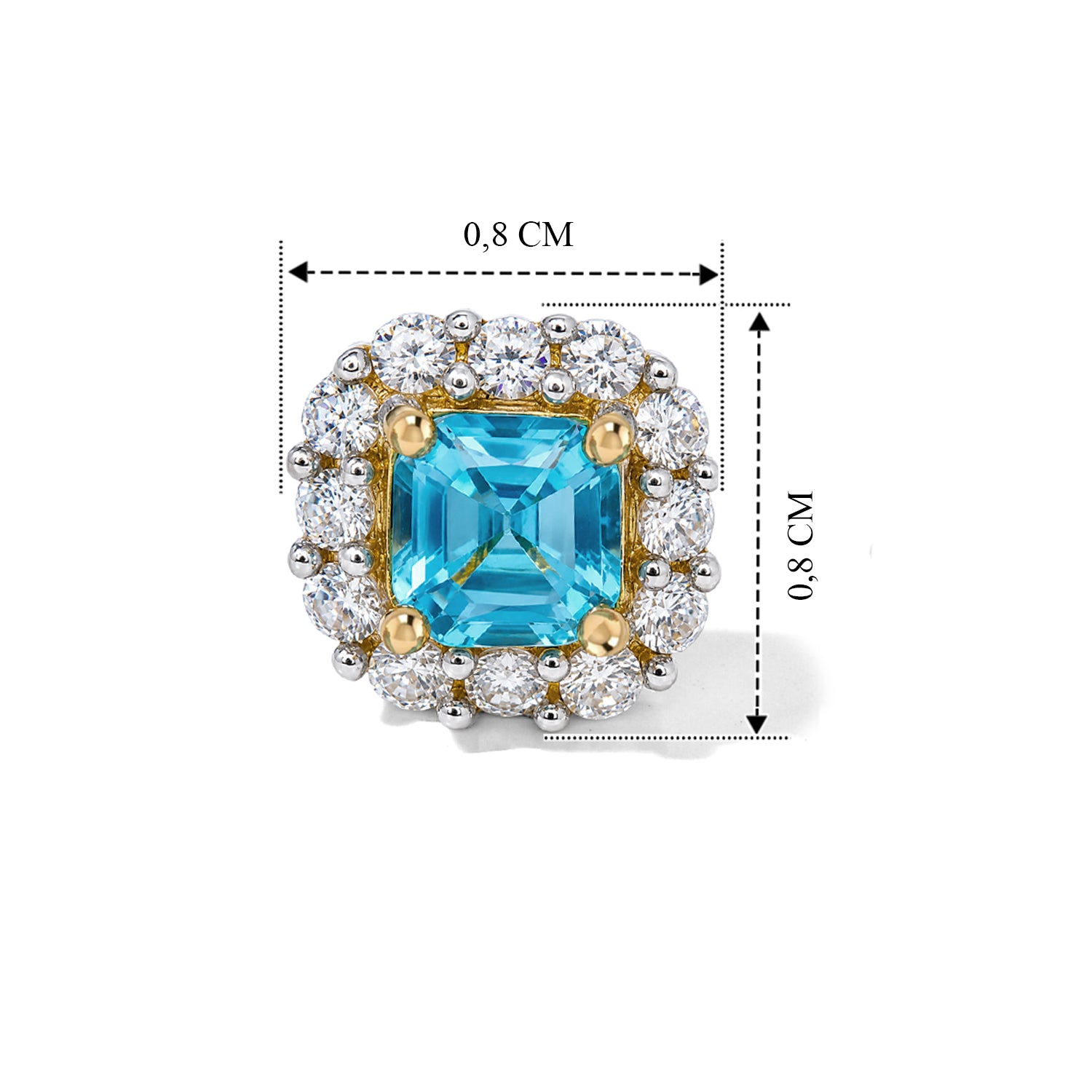 D'Joy AA blaue Apatit und Zirkon Ohrringe, 925 Silber in Goldton - 1,20 ct.