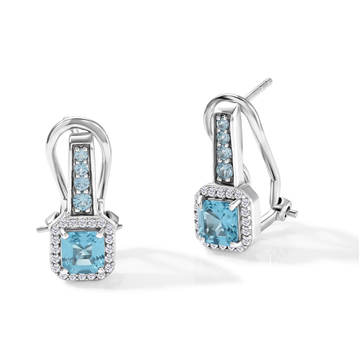 D'Joy AA Blauer Apatit Ohrringe 925 Silber Platiniert ca. 2,24 ct.