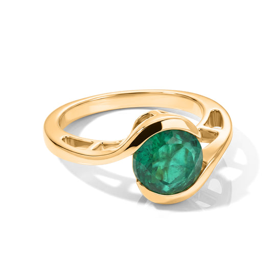 D'Joy Smaragd-Quarz Triplette Ring 925 Silber Gold (Größe 17.00) ca. 2,39 ct