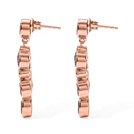EverTrue Rose De France Amethyst und Zirkon florale Ohrringe, 950 Kupfer mit Roségold-E-Beschichtung - 6,41 ct.