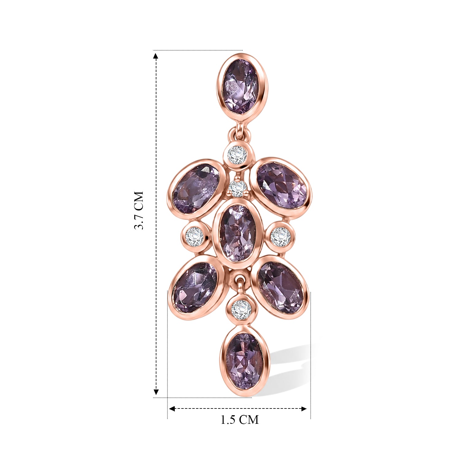 EverTrue Rose De France Amethyst und Zirkon florale Ohrringe, 950 Kupfer mit Roségold-E-Beschichtung - 6,41 ct.
