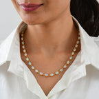 D'Joy AA Natürlicher, äthiopischer Welo Opal Halskette ca. 45 cm 925 Silber 750 Gelbgold vermeil ca. 21,02 ct.