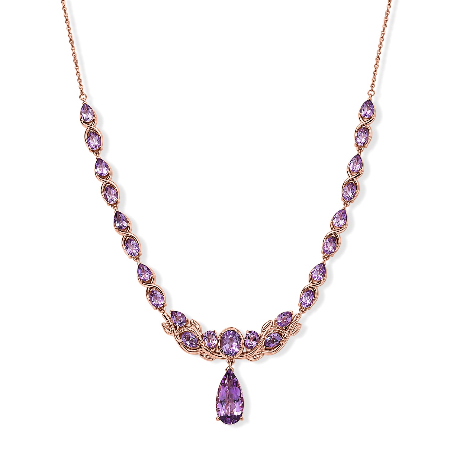 D'Joy AA Rose De France Amethyst Halskette ca. 50 cm 925 Silber 750 Roségold vermeil ca. 23,88 ct.