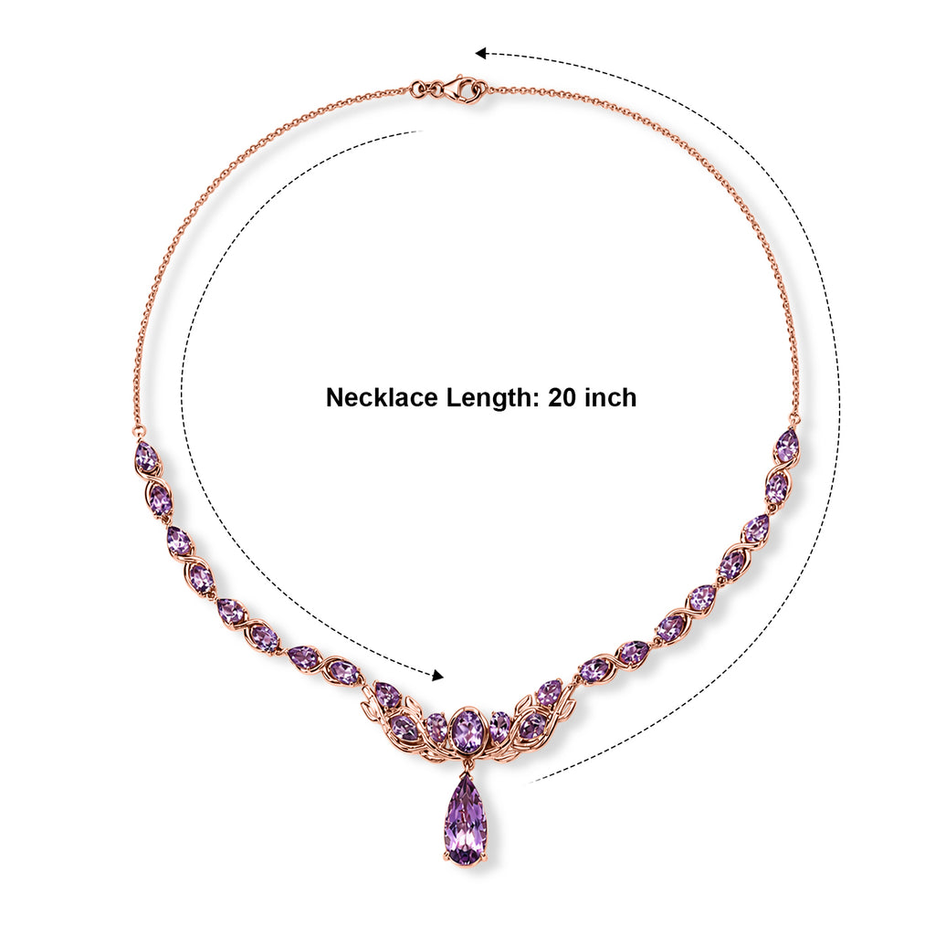 D'Joy AA Rose De France Amethyst 50cm Halskette, 925 Silber 750 Roségold Vermeil - 23,88 ct.