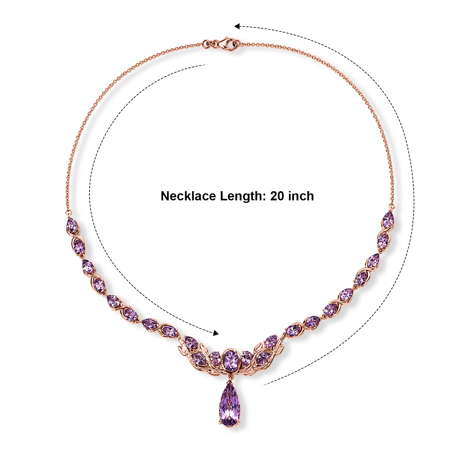 D'Joy AA Rose De France Amethyst Halskette ca. 50 cm 925 Silber 750 Roségold vermeil ca. 23,88 ct.