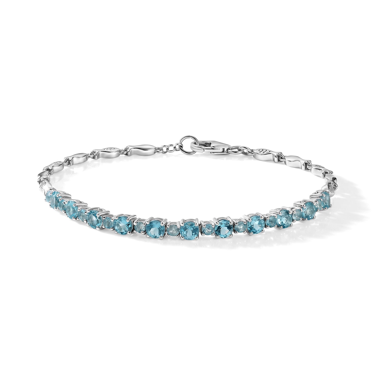 D'Joy AA blaues Apatit 19cm Armband, 925 Silber rhodiniert - 4,18 ct.