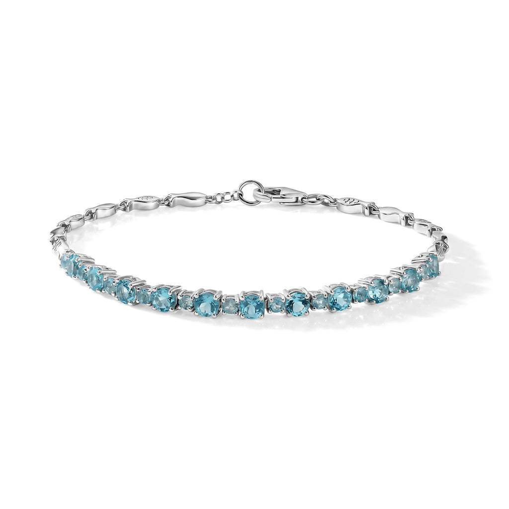 D'Joy AA Blauer Apatit Armband ca. 19 cm 925 Silber Rhodiniert ca. 4,18 ct.