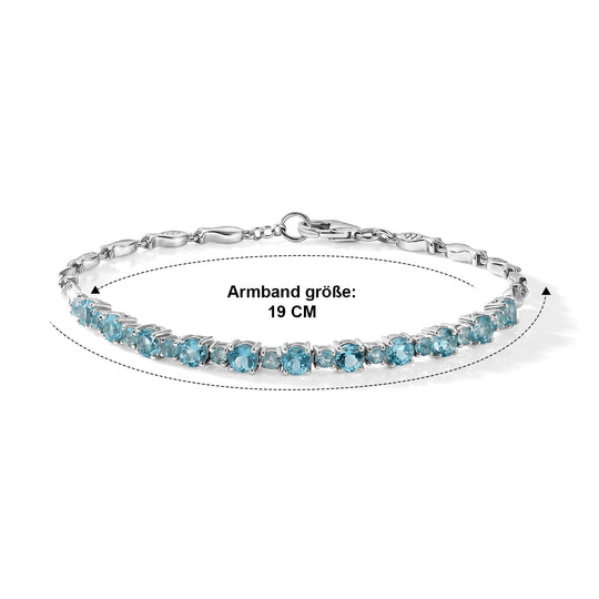 D'Joy AA blaues Apatit 19cm Armband, 925 Silber rhodiniert - 4,18 ct.