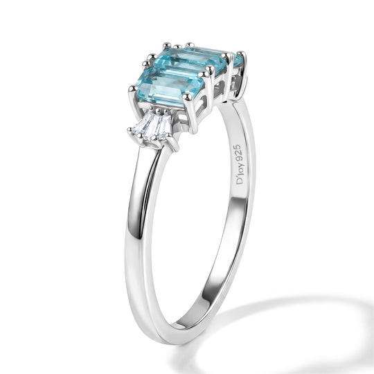 D'Joy AA blauer Apatit und Diamant Ring, 925 Silber platiniert - 1,03 ct.