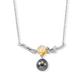 D'Joy Moissanit, Tahiti Perle (9-10mm) Halskette ca. 45 cm 925 Silber Rhodiniert 0.06 ct