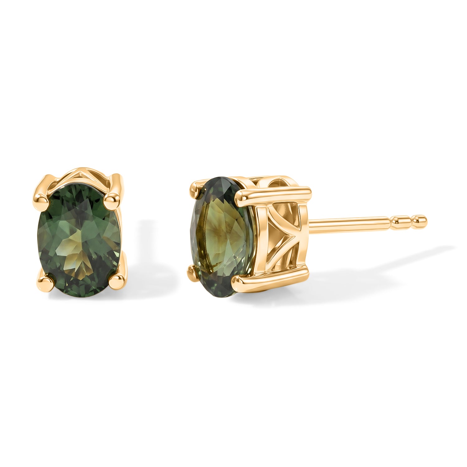 D'Joy Grüner Apatit Ohrringe 925 Silber 750 Gelbgold vermeil ca. 1,58 ct.