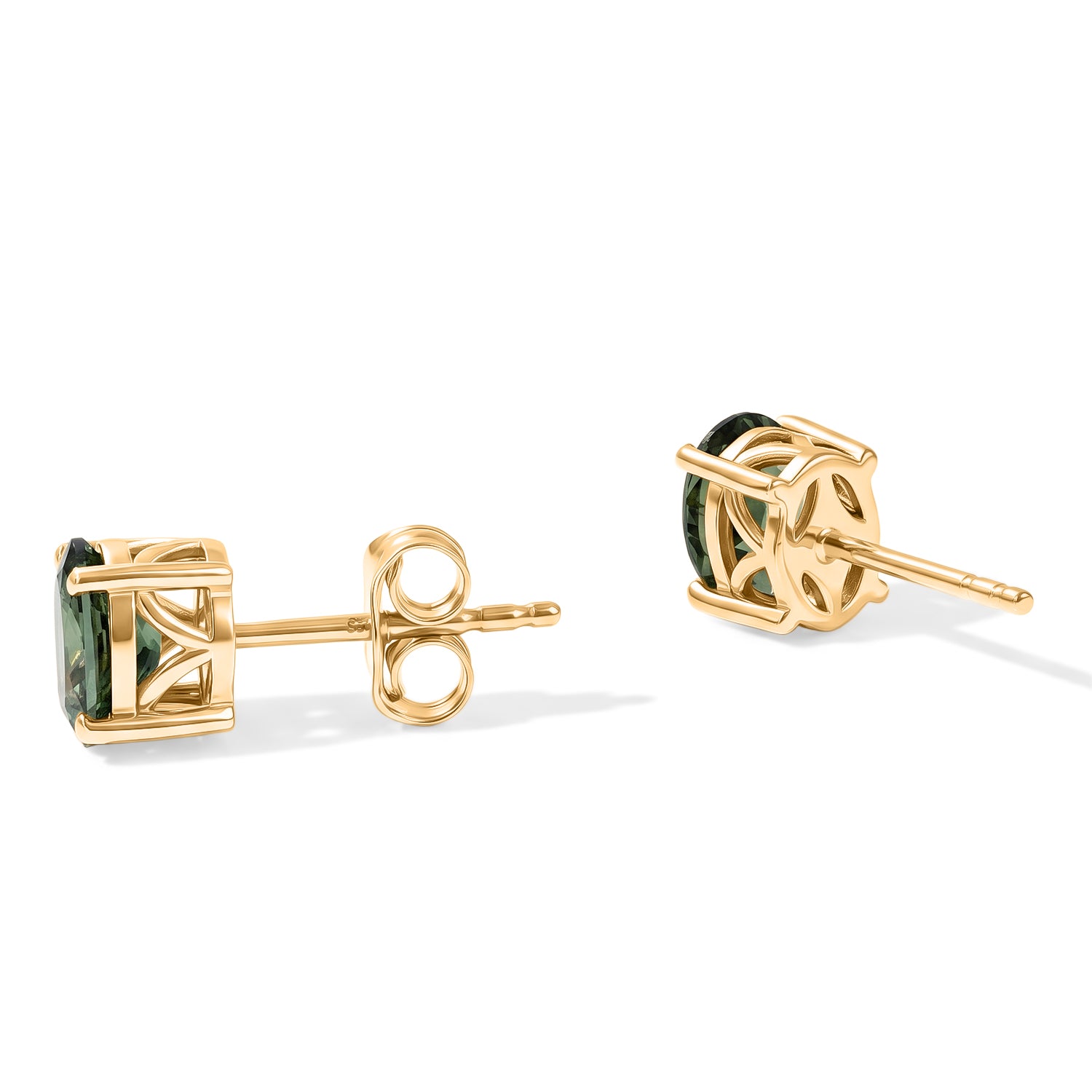 D'Joy grüne Apatit Ohrringe, 925 Silber 750 Gelbgold Vermeil - 1,58 ct.
