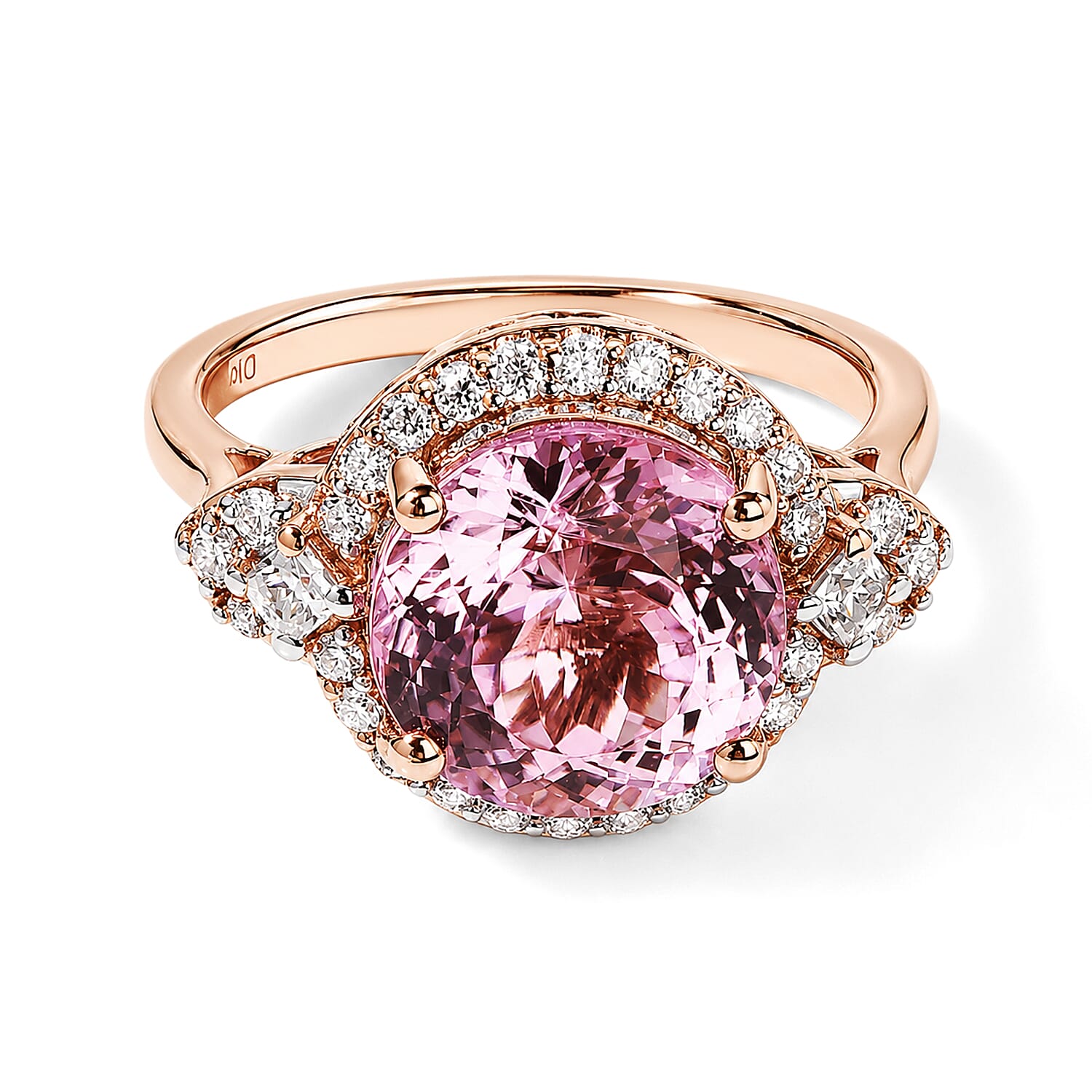 D'Joy AA Martha Rocha Kunzite, Moissanit Ring 925 Silber 750 Roségold vermeil (Größe 17.00) ca. 5,40 ct